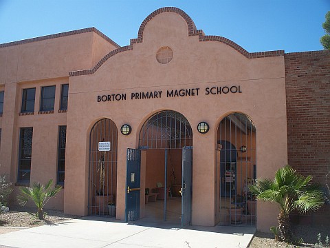 The front of the Borton Primary Magnet School building