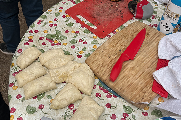 Ingredients for students to make pizzas