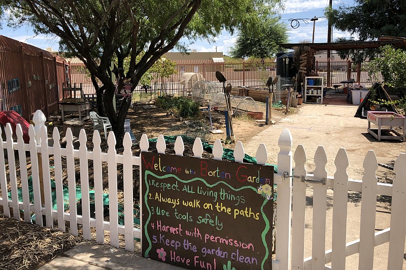 Borton Garden with a sign of Garden Rules