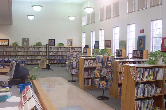View of the library showing bookshelves